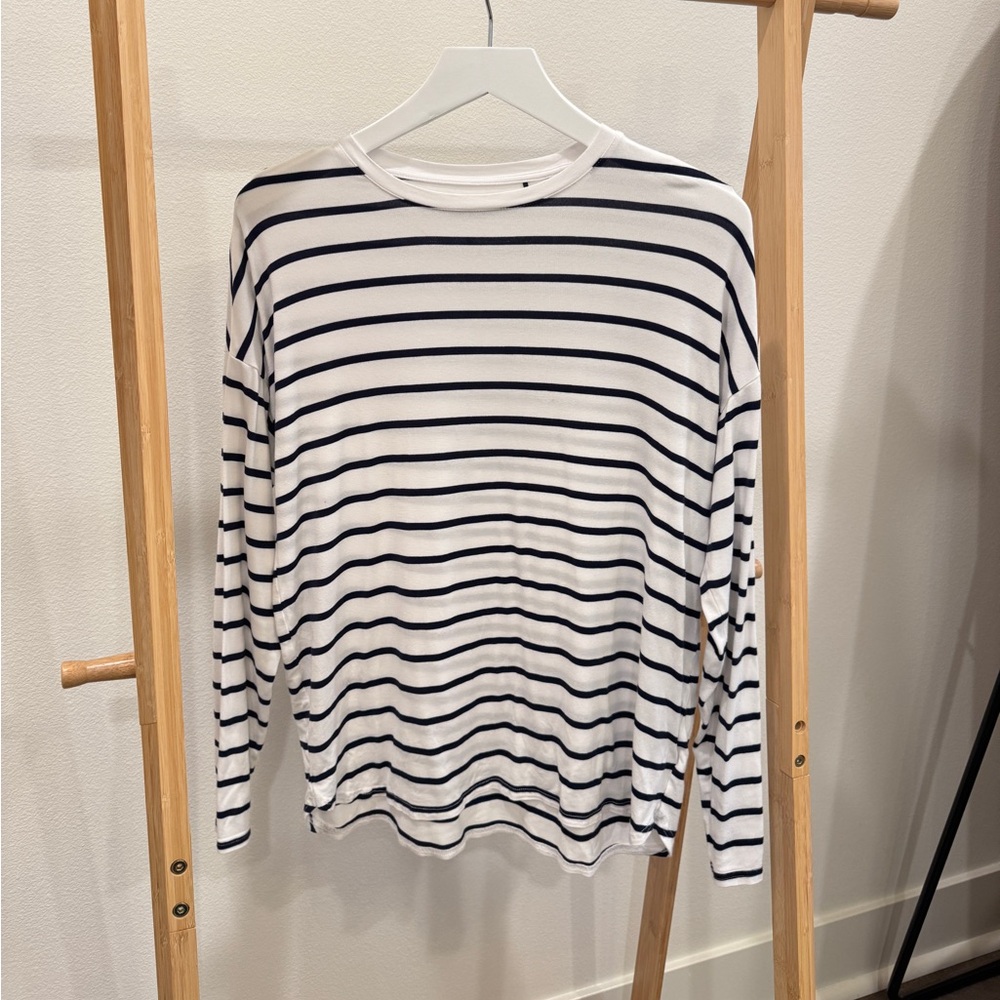 GAP Navy and White Striped Tee